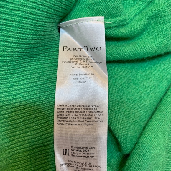 Part Two Cashmere Sweater Kelly Green XS Preppy Holiday Old Money Sustainable - Picture 9 of 12